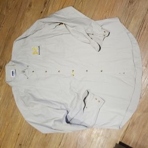 University of Michigan tan oxford long sleeve shirt Men's sz XL great condition